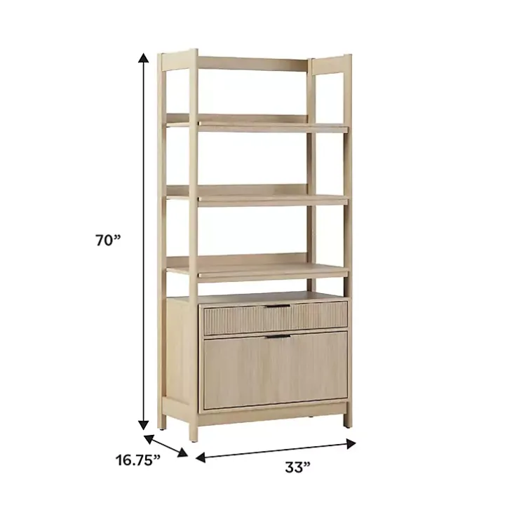 Coastal Oak 2-Drawer Modern Wood Bookcase