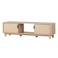 Coastal Oak Fluted 2-Door Compact TV Stand