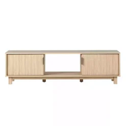 Coastal Oak Fluted 2-Door Compact TV Stand