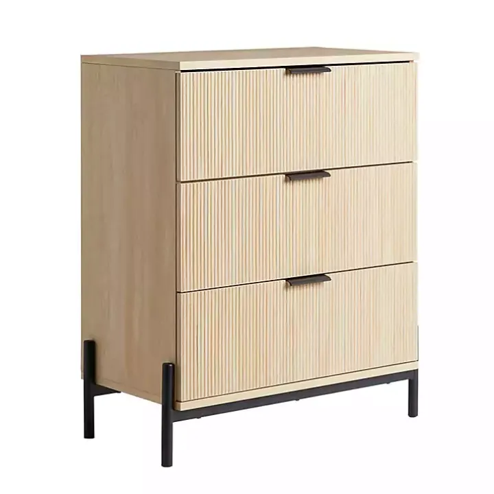 Coastal Oak Reeded 3-Drawer Dresser