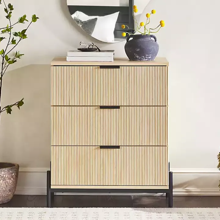 Coastal Oak Reeded 3-Drawer Dresser