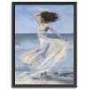 Coastal Woman in Dress Framed Canvas Art Print