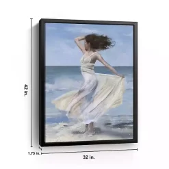 Coastal Woman in Dress Framed Canvas Art Print