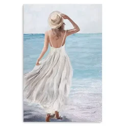 Coastal Woman in White Canvas Art Print, 32x48 in.
