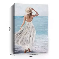 Coastal Woman in White Canvas Art Print, 32x48 in.