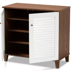 Collier Two-Tone Slatted Shoe Storage Cabinet