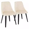 Cream & Black Faux Leather Dining Chairs, Set of 2