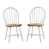 Cream & Natural Wooden Dining Chairs, Set of 2