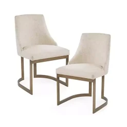 Cream and Gold Modern Dining Chairs, Set of 2