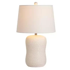 Cream Basketweave Ceramic Table Lamp