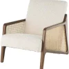 Cream Boucle & Rattan Accent Chair