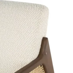 Cream Boucle & Rattan Accent Chair