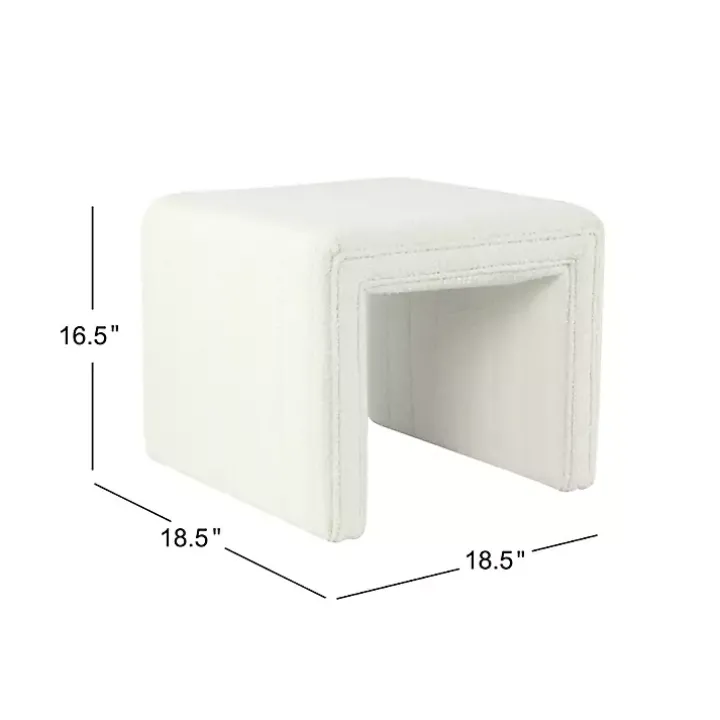 Cream Boucle Arch Ottoman