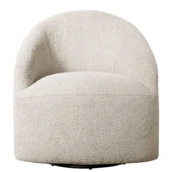 Cream Boucle Barrel Swivel Accent Chair