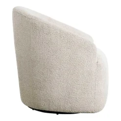 Cream Boucle Barrel Swivel Accent Chair