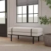 Cream Boucle Black Faux Leather Bench
