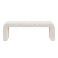 Cream Boucle Waterfall Bench, 52 in.