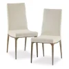 Cream Bronze Metal Base Dining Chairs, Set of 2