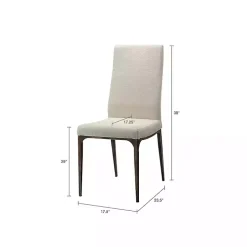 Cream Bronze Metal Base Dining Chairs, Set of 2
