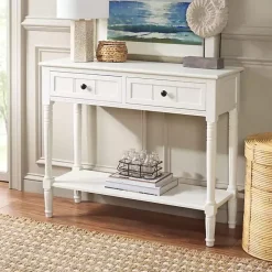 Cream Carved 2-Drawer Console Table