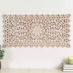 Cream Carved Wooden Wall Plaque