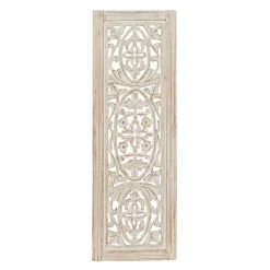 Cream Distressed Carved Floral Wall Plaque