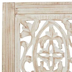 Cream Distressed Carved Floral Wall Plaque