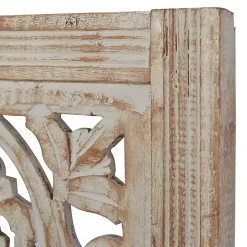 Cream Distressed Carved Floral Wall Plaque