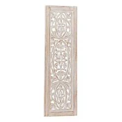 Cream Distressed Carved Floral Wall Plaque
