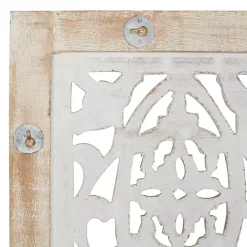 Cream Distressed Carved Floral Wall Plaque