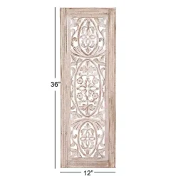 Cream Distressed Carved Floral Wall Plaque