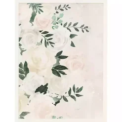 Cream Elegant Floral Framed Art Print