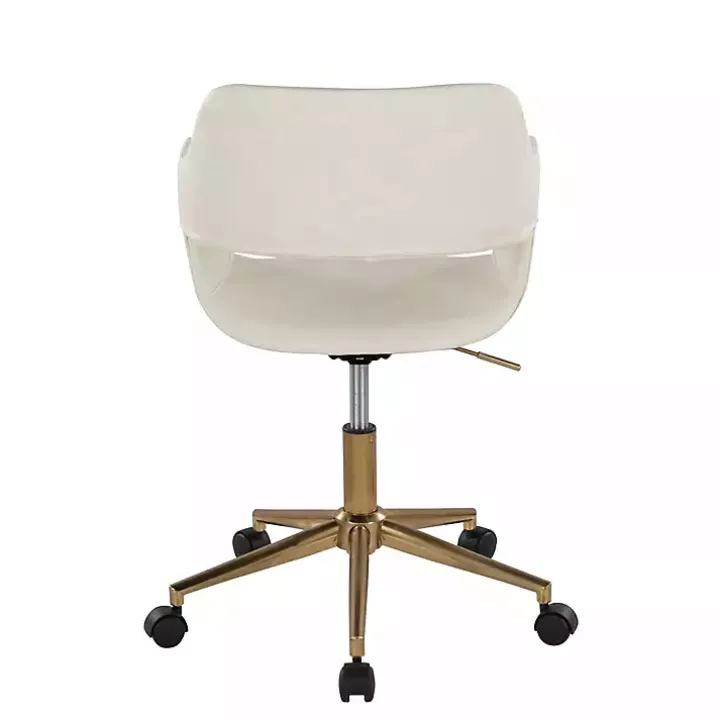 Cream Faux Leather & Gold Marshall Office Chair