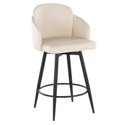 Cream Faux Leather Swivel Counter Stools, Set of 2