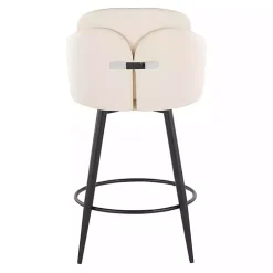 Cream Faux Leather Swivel Counter Stools, Set of 2