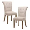 Cream Linen Rolled Back Dining Chairs, Set of 2