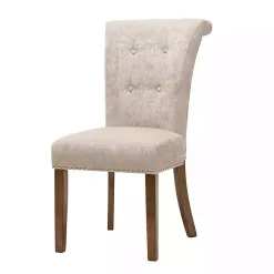 Cream Linen Rolled Back Dining Chairs, Set of 2