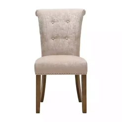 Cream Linen Rolled Back Dining Chairs, Set of 2