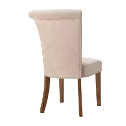 Cream Linen Rolled Back Dining Chairs, Set of 2