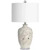 Cream Silver Ceramic Leaf Cutout Table Lamp