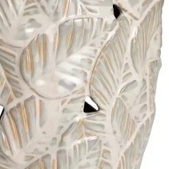 Cream Silver Ceramic Leaf Cutout Table Lamp