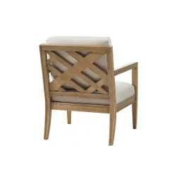 Cream Slatted Wood Accent Chair