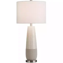 Cream Speckled Two Tone Table Lamp