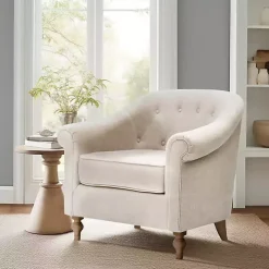 Cream Tufted Farmhouse Accent Chair