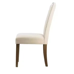 Cream Upholstered Armless Dining Chairs, Set of 2