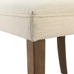 Cream Upholstered Armless Dining Chairs, Set of 2