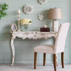 Cream Upholstered Armless Dining Chairs, Set of 2