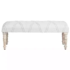 Cream Upholstered Spindle Leg Bench