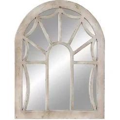 Cream Vintage Fir Wood Arch Framed Mirror
