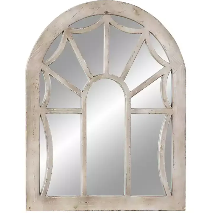 Cream Vintage Fir Wood Arch Framed Mirror